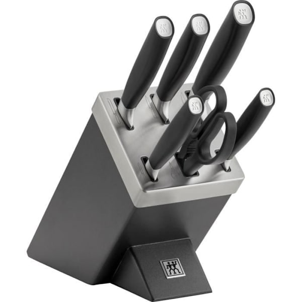 Køkkenknive - ZWILLING - All Star 7 EL - Rustfrit stål - Selvværende blok - 7 dele Silver, Svart