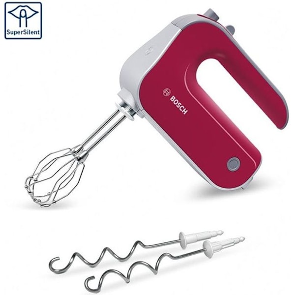 Elektrisk pisker - BOSCH - MFQ40304 - 500W - 5 hastigheder + Pulse - FineCreamer - Rød