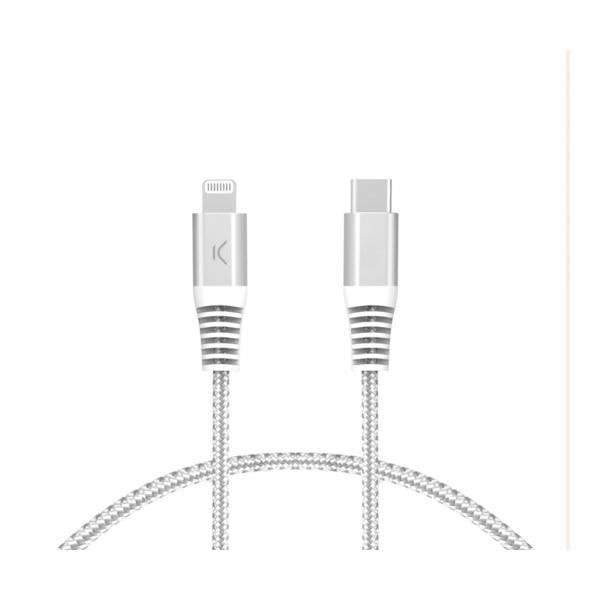Ksix-datakabel, oplader og synkroniserer til dine Apple-enheder med dette 2 meter lange USB-C til Lightning-kabel