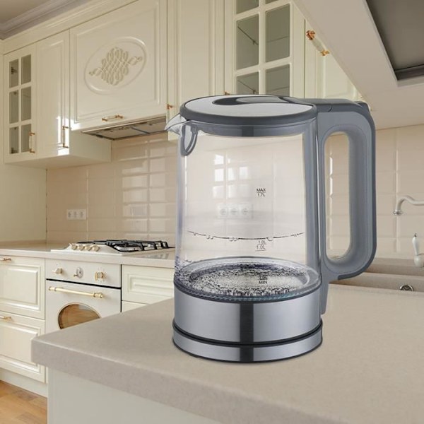 Maestro 1,7L vattenkokare i glas med invändig ljus 360 graders bas Automatisk avstängning Kalkfilter