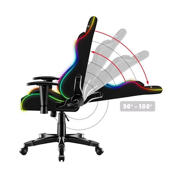 Gaming-stol HUZARO Ranger 6.0 RGB mesh - Sort - Ergonomisk - Højdejusterbar - Lændestøtte vipbar svart