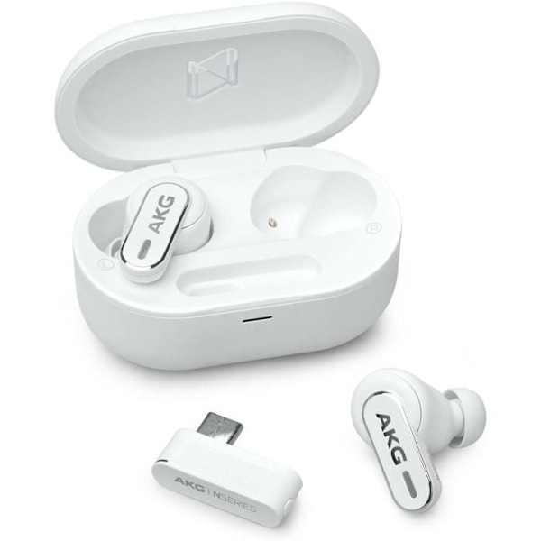 TWS hörlurar - AKG - N5 Hybrid - Högupplöst ljud - Adaptiv brusreducering - Förlängd batteritid Vit