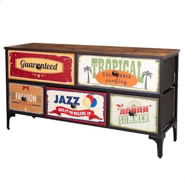 Kommode - AKTIVE - Vintage - 5 skuffer - 103x30x56 cm - Praktisk og holdbar