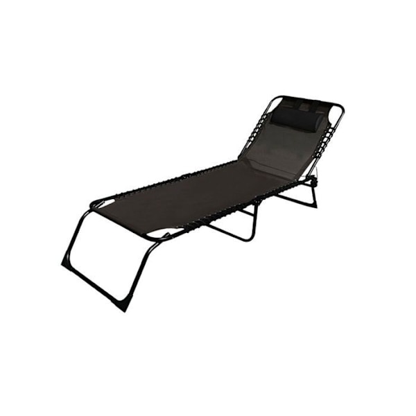 Svart hopfällbar solstol i aluminium |Trädgårdsstol för utomhusbruk 190 x 27 x 58 cm|fällbara solstolar utomhus - Marbueno