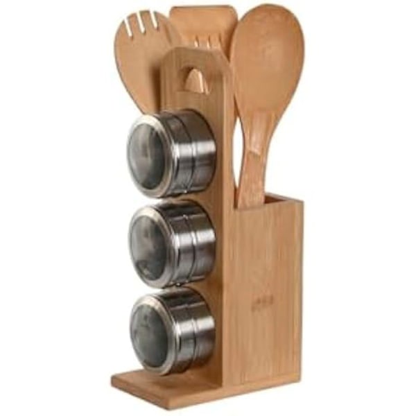Køkkenredskabsholder - Home ESPRIT - Flerfarvet - Bambus - Rustfrit stål - 6 stk. Flerfärgad