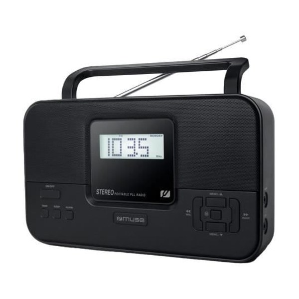 Bærbar Radio - MUSE - M-087 MB - FM Stereo - 20 Gemte Stationer - Indbygget Vækkeur
