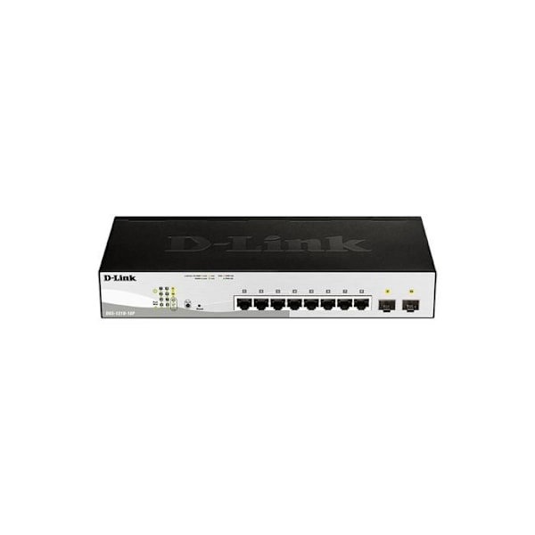 Kytkin - D-Link - DGS-1210-10P/E - 8-porttinen PoE RJ-45 - 2-porttinen SFP - Gigabit Ethernet musta