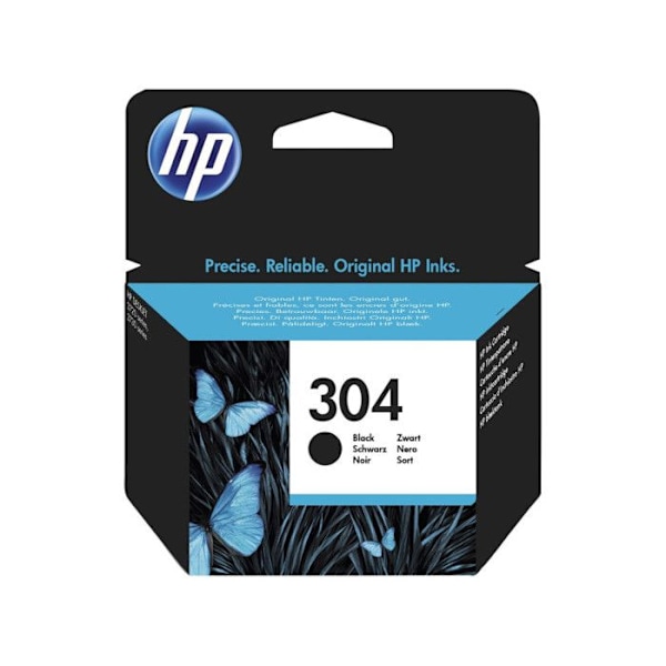 HP 304 sort original blækpatron til AMP 130; Deskjet 26XX, 37XX; Envy 50XX