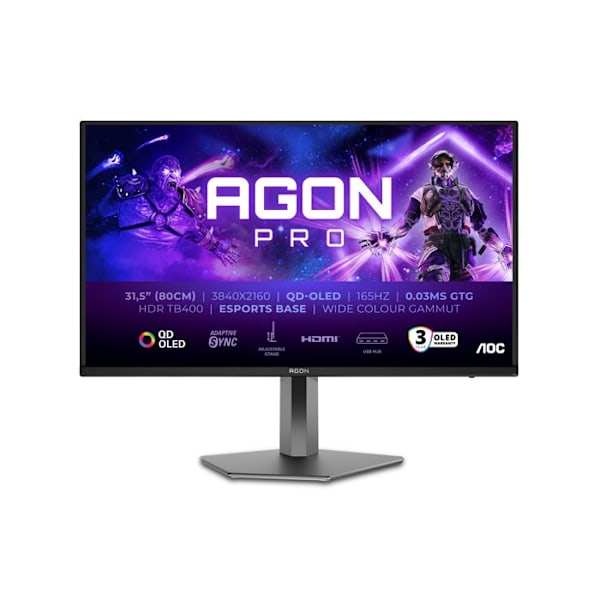 Näyttö – AOC – AG326UD – QD-OLED 31.5" – UHD 4K – 165Hz – 1ms musta
