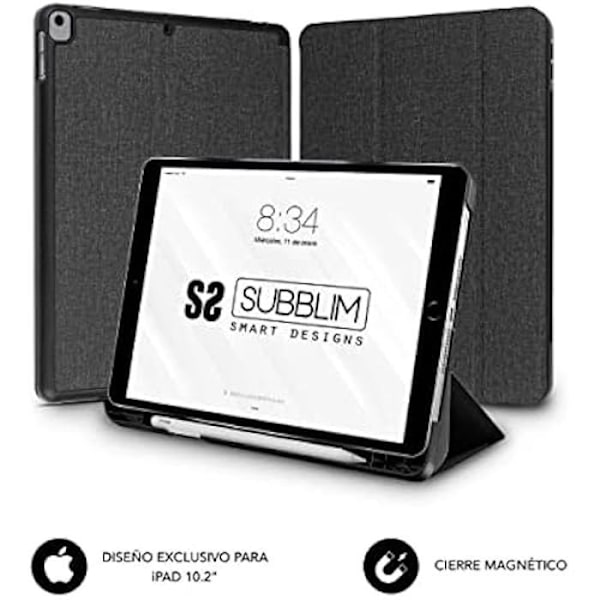 Shock Case iPad 10,2" 9/8/7 Gen Tablet Case - SUBBLIM - Musta - Kaksi katselukulmaa - Apple Pencil -paikka Svart