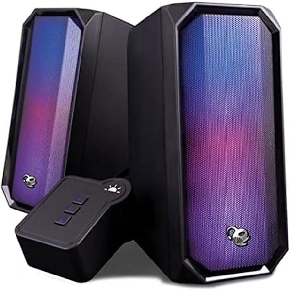 CoolBox DeepGaming R205 - PC Gaming 2.0 -kaiuttimet, 6 W RMS, 6 RGB-valaistustilaa, 3,5 mm:n jakkitulo ja Bluetooth 5.0. RGB