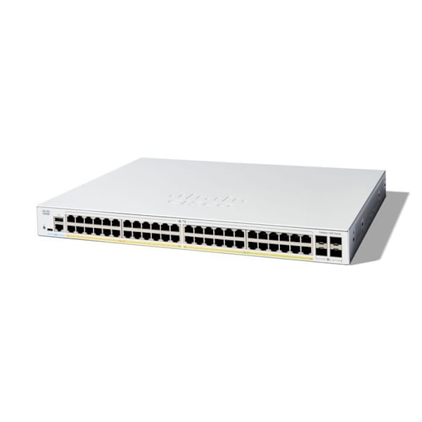 Switch - CISCO - Catalyst 1200 - 48 portar GE PoE - 4x10G SFP+ - Förstärkt säkerhet Vit
