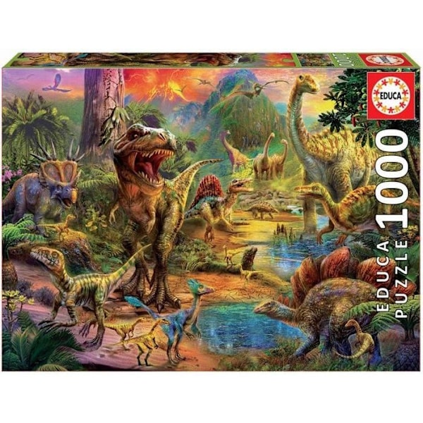 1000 bitars pussel - Land Of Dinosaurs - EDUCA - Djur - Spanien - Orange Flerfärgad