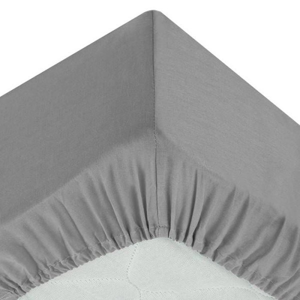 Drap Housse - Atmosphera - Grå - 160x200cm - Bomuld - Vaskbar ved 60° Grå