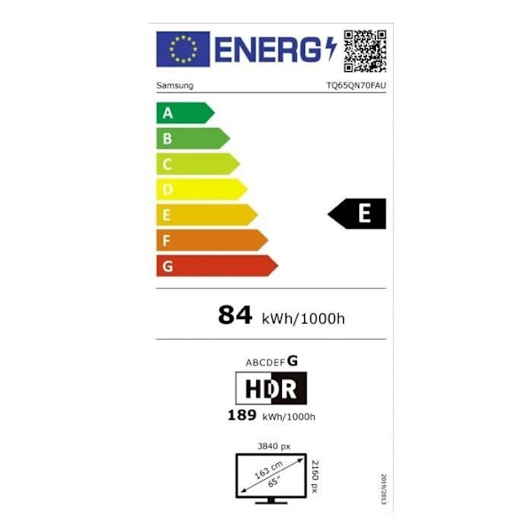 TV Neo QLED TQ65QN70F - TV Mini LED 65" (165 cm) - 4K UHD 3840x2160 - 144Hz - HDR10+ - Smart TV - Gaming Hub - 3xHDMI - WiFi