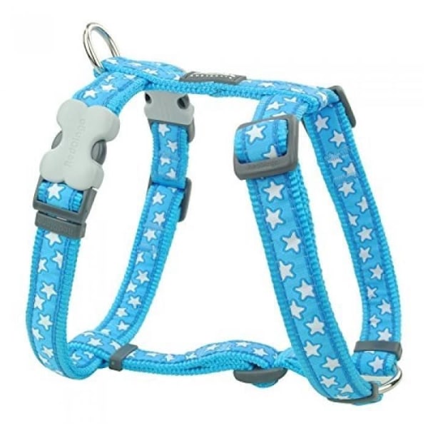 Hundesele - RØD DINGO - Blå med hvide stjerner - Justerbar 45 til 69 cm - Slidstærk nylon - 20 mm Blå med vita stjärnor