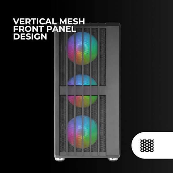 Gaming Chassi ATX - Mars Gaming - MC-VAULT - 4 ARGB-fläktar - Mesh-panel - Härdat glas