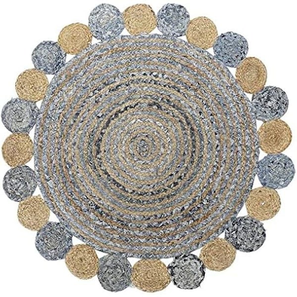 Tæppe - DKD Home Decor - Standard - Blå - Jute og bomuld - 200x200 cm blå
