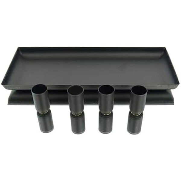 Dekorativ bricka - KAEMINGK - Svart - 4 magnetiska ljushållare - Metall - 12 x 29 cm Svart