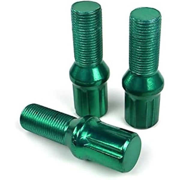 Hjulbolte - OMP - Sæt 20 - M12x1,5 - Langt gevind 27mm - Grøn farve grön