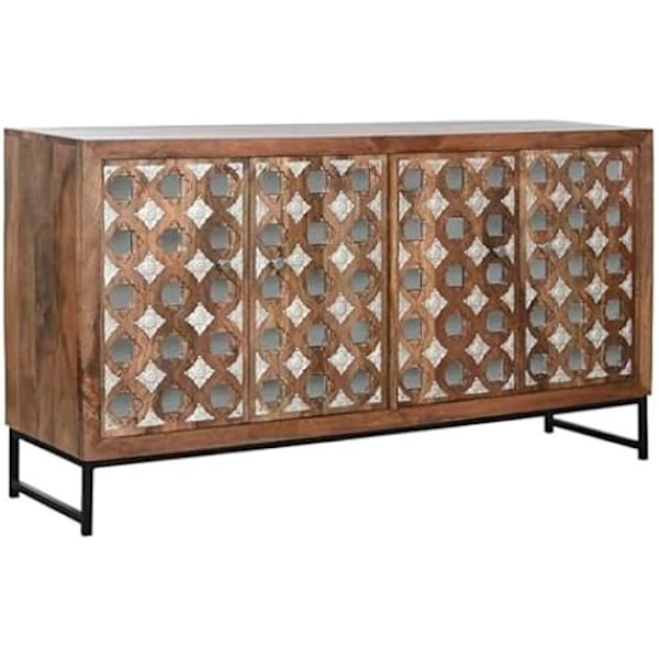 Skænk - HOME ESPRIT - Brun Sort Sølv - 150 x 38 x 80 cm - Lav skænk - Spisestue Flerfärgad