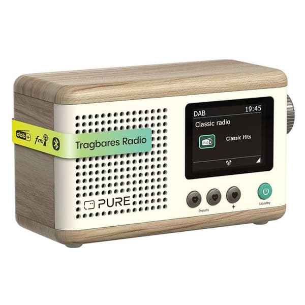 PURE Classic Stereo Mini Vitbomull Ek Radio DAB+ FM CD Bluetooth USB