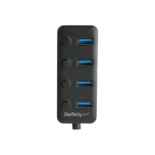 USB 3.0 Hub - StarTech.com - 4 Porte - Tænd/sluk-kontakter - UASP-support - Sort
