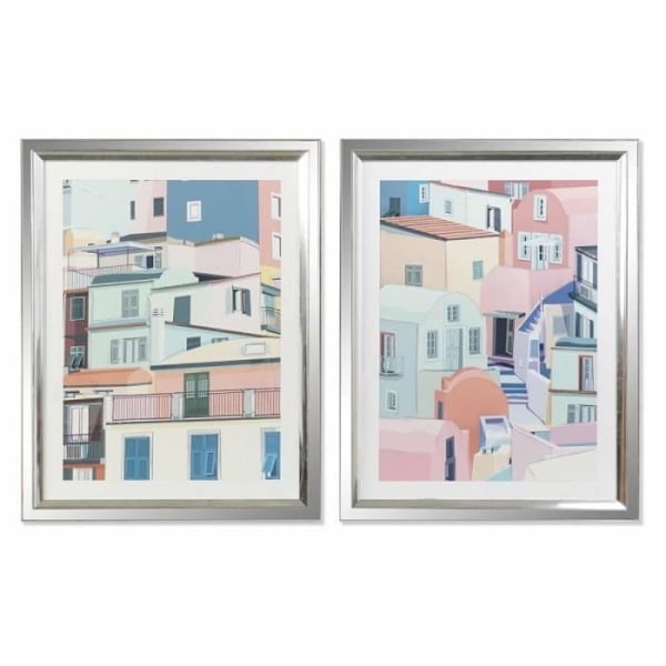 Rammesæt - DKD Home Decor - Huse - Multifarvet - 2 Enheder - 69 x 3 x 89 cm Flerfärgad