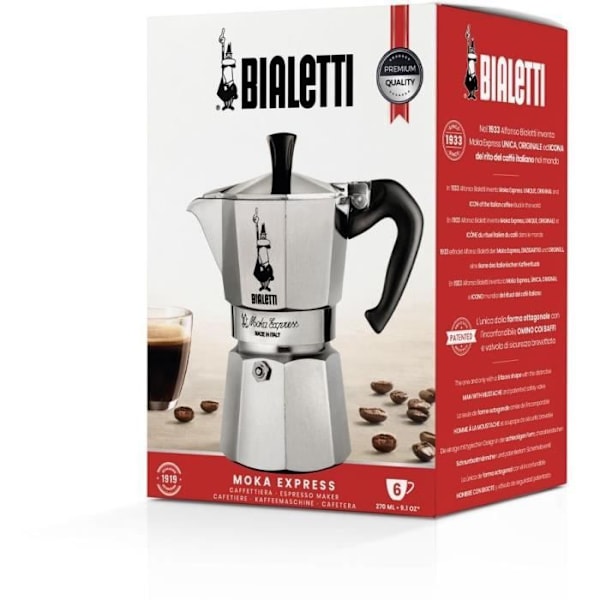 Italiensk eller fransk pressekaffemaskine Bialetti MOKA EXPRESS 6 KOPPER Grå