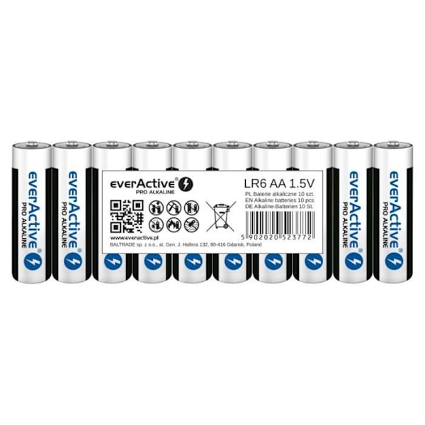 10 EverActive Pro LR6 / AA alkaliska batterier