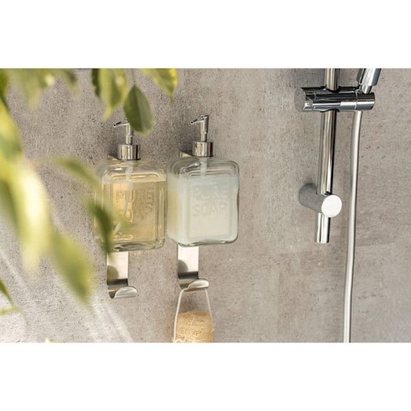 WENKO Dispenser för flytande tvål "Pure Soap", Kapacitet 550 ml, dispenser för flytande tvål, 9,5x20x6 cm, transparent Transparent