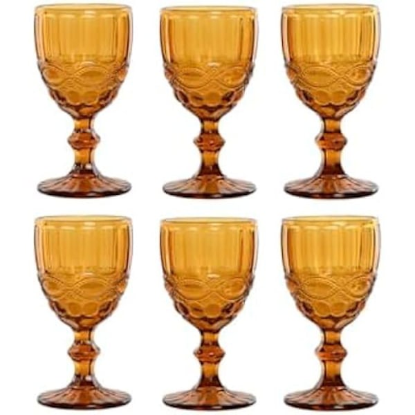 Lasit - HOME ESPRIT - 6 kpl sarja - Keltainen lasi - 240 ml - Monivärinen Flerfärgad