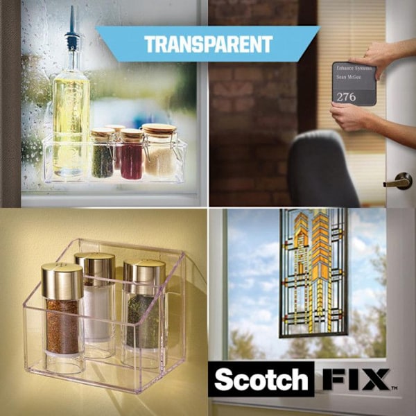 Dobbeltklæbende tape - SCOTCH - Transparent - 19mm x 1,5m - Multifunktionel - Temperaturresistent Transparent