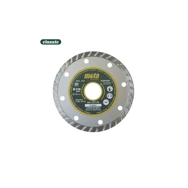 Disque Diamant Turbo - GENERISK - Ø115mm - Torrskärning - RPM 13.200