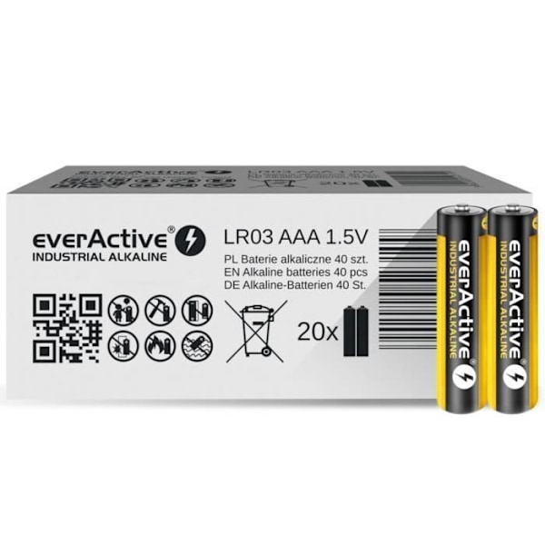BATTERI EVERACTIVE LR03 MINITILO AAA INDUSTRIALI BLISTER 40 PEZZI (2 X 20)