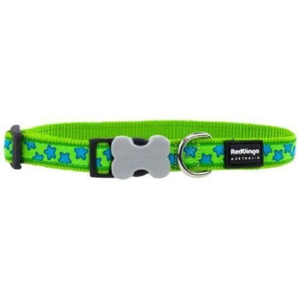 Mønsterkrave - Red Dingo - Citrongrøn/turkisblå - Størrelse S - 15 mm - 24-36 cm Limegrøn/turkisblå