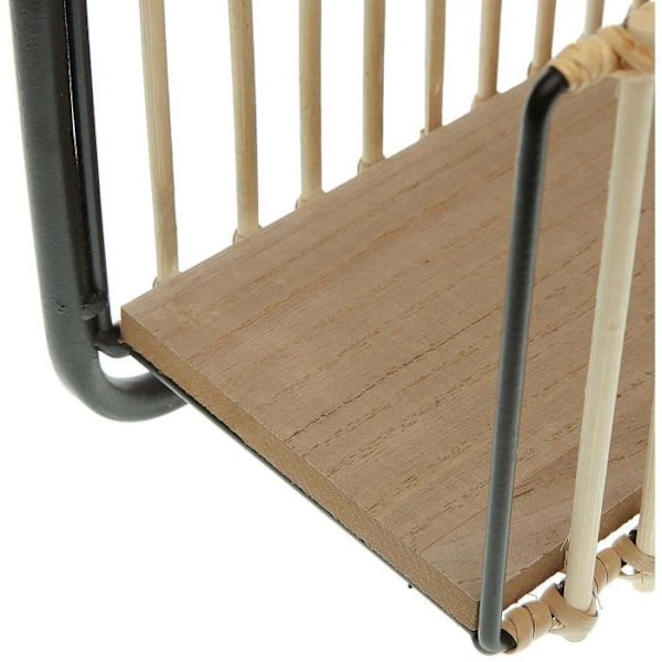 Seinähylly - Monivärinen - Metallia ja rottinki - 2 tasoa - 32x12x68 cm - Nykyaikainen muotoilu Beige Svart