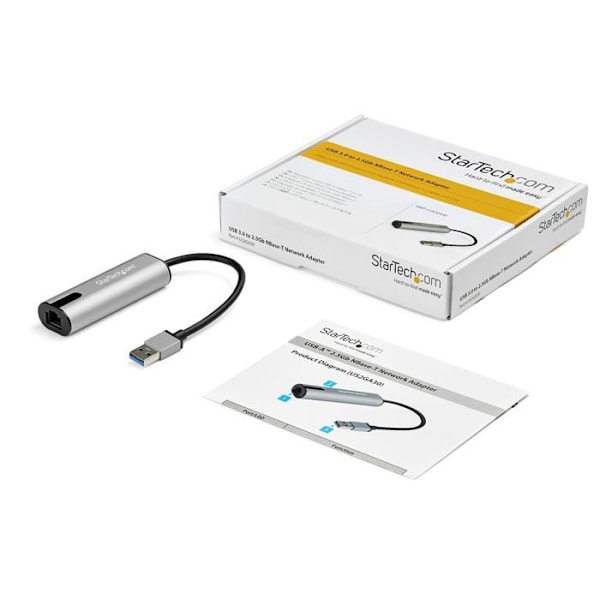 Ulkoinen USB 3.0 -verkkokortti - StarTech - US2GA30 - 2,5 Gigabit Ethernet - 5000 Mbit/s - Musta, Harmaa