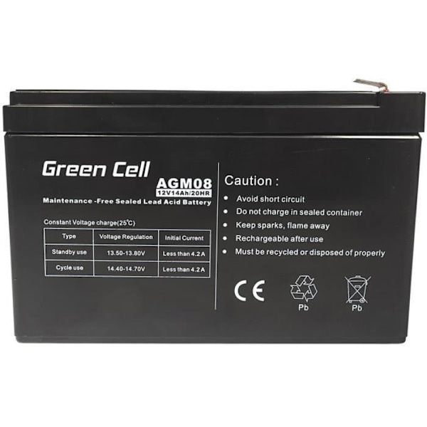 AGM VRLA Grøn Cell 12V 14Ah strømbatteri