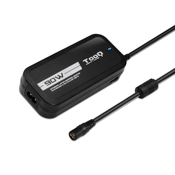 Adapter - TooQ - TQLC-90BS02AT - 90W - 2 USB-porte - Sort Svart