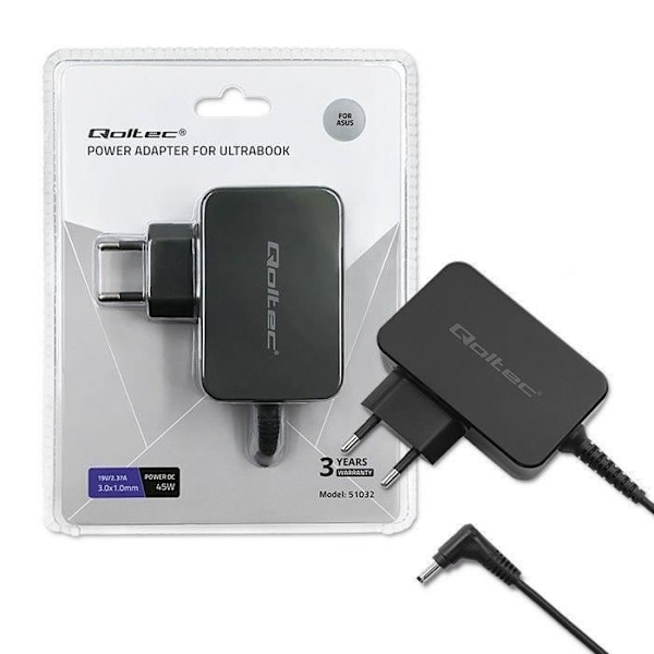 Qoltec strømforsyning til ultrook Asus 45W - 5901878510323 Sort