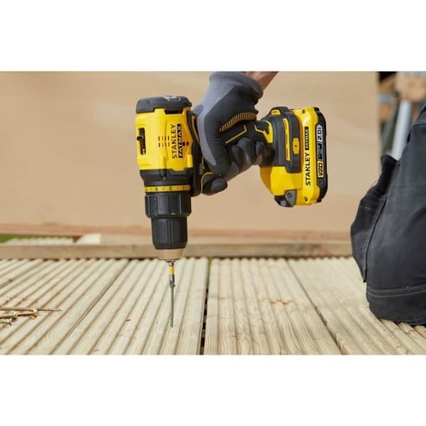 60 Nm borstlös borrskruvdragare - Litium 18V - 2 batterier 2Ah - STANLEY FATMAX V20 - SFMCD710D2K-QW Gul