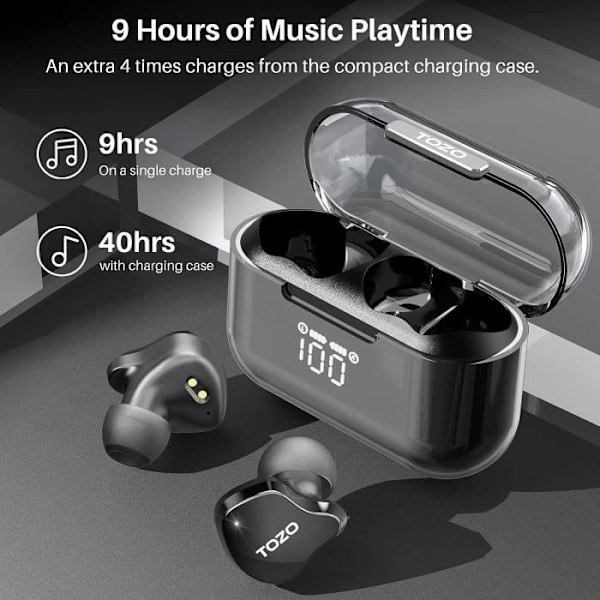 TOZO Crystal Buds Langattomat kuunteluohjaimet Bluetooth 5.3 LED älykäs Kuulokkeet IPX8 vedenpitävät