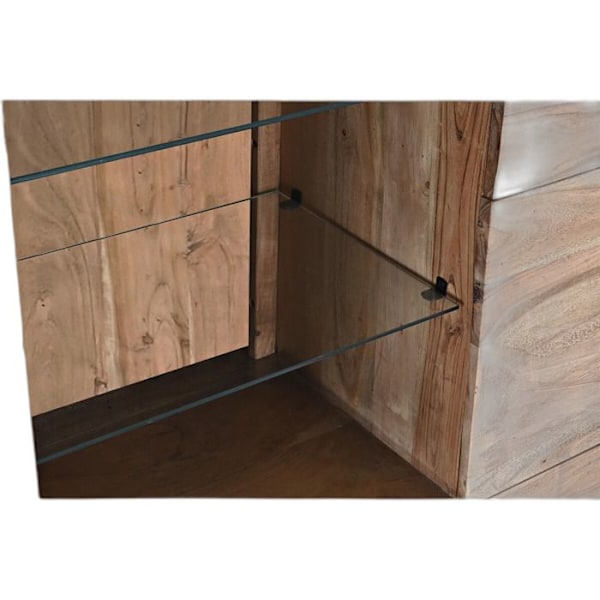 Glas- og akacieskab DKD Home Decor kastanj