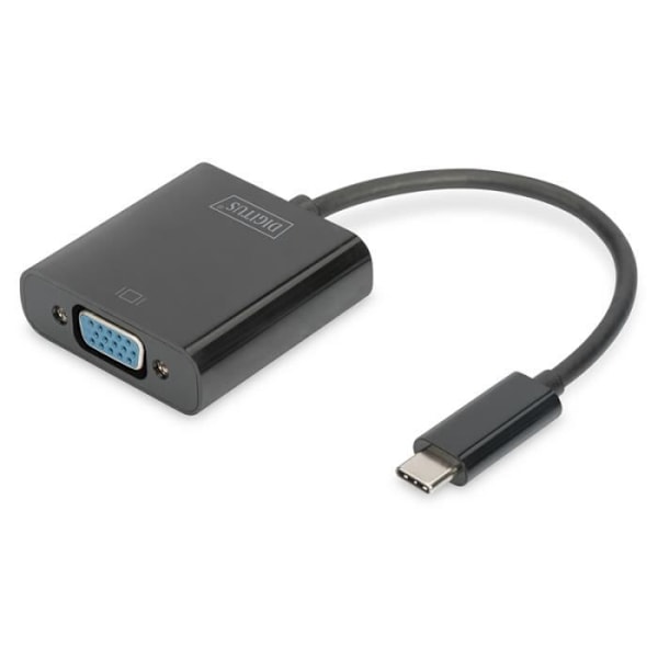 Digitus DA-70853, 0,15 m, USB C, VGA (D-Sub), Han, Hun, Ret kæde Sort