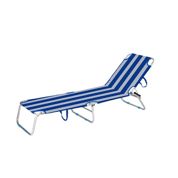 Udendørs Have Lounge Stol Aluminium Striber Blå Hvid 187 x 24 x 58 cm - Marbueno