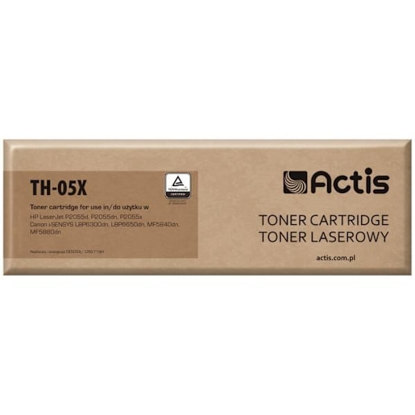 Toner laser ACTIS TH-05X kompatibel med HP og Canon - Ydeevne 6500 sider - Sort