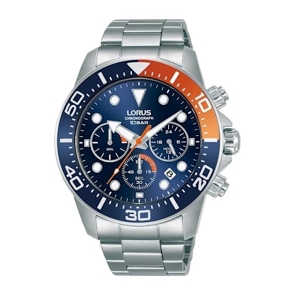 Ur - LORUS - Chrono Blå og Orange - Stålrem - Vandtæt 3 ATM - 43 mm Kvartsrörelse