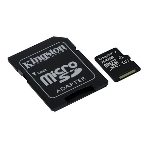 Kingston 64 Gt muistikortti - microSDXC UHS-I - Luku nopeus 45 Mt/s