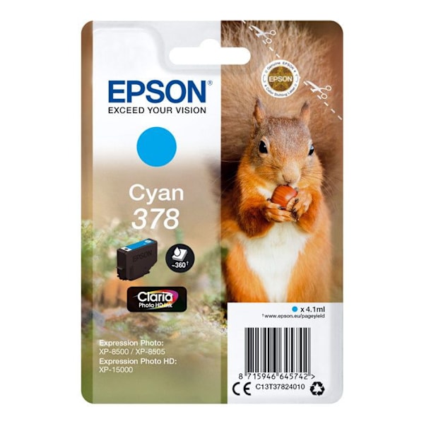 EPSON mustepatruuna 378 syaani - orava (C13T37824010)